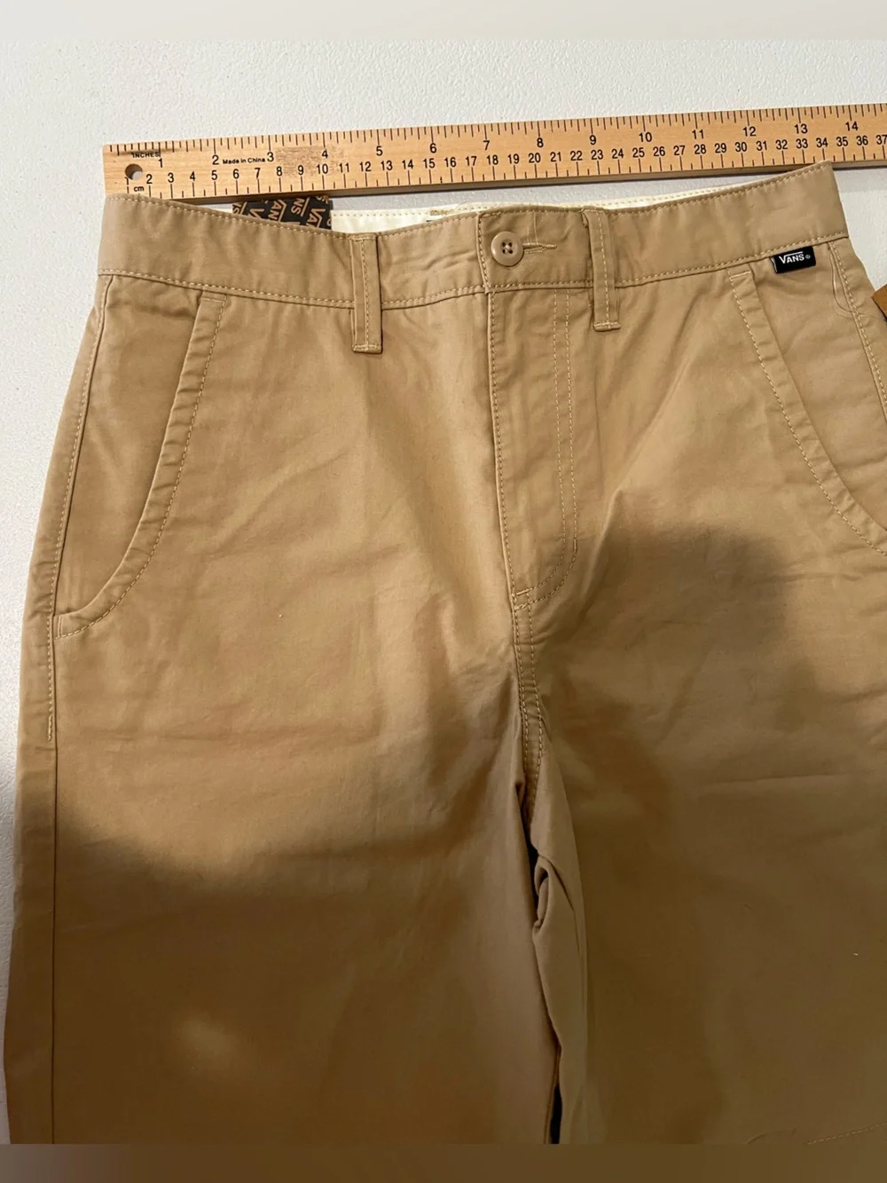Vans boys  Tan Chino Shorts flat front  14 y